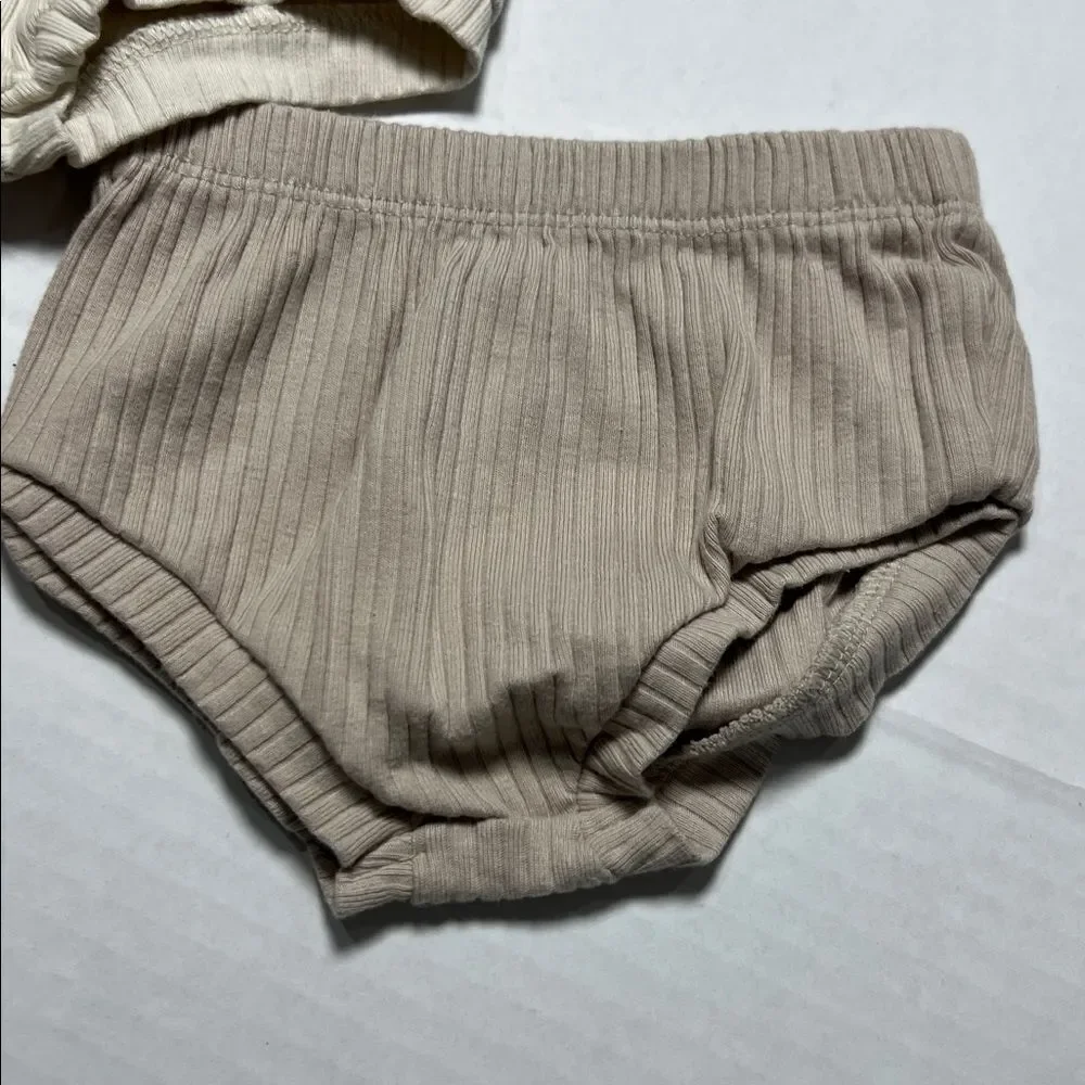 Cloud Island set of 3 Neutral cotton ribbed diaper covers size 0-3 months NWOT